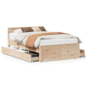 vidaXL Cadre de lit sans matelas avec tête de lit 120x200 cm bois pin