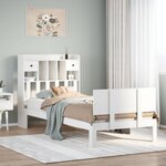 vidaXL Lit bibliothèque sans matelas blanc 90x200cm bois de pin massif