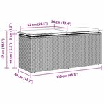vidaXL Banc de jardin avec coussin gris 110x40x44 cm résine tressée