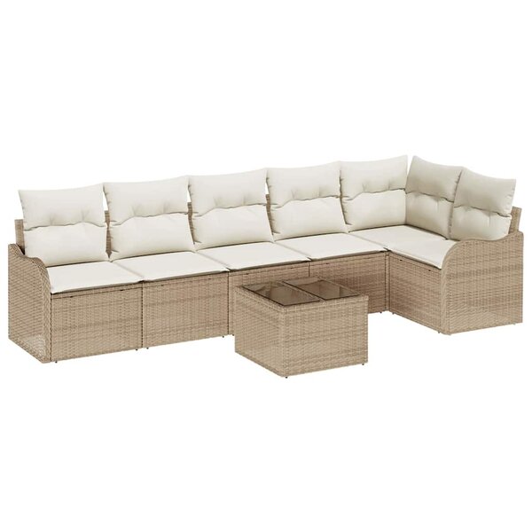 vidaXL Ensemble de canapé de jardin 7 Pièces Marron Poly rotin