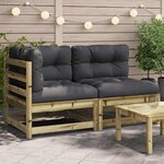 vidaXL Canapé de jardin avec coussins 2 places bois de pin imprégné