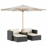 vidaXL Salon de jardin 5 Pièces avec coussins noir résine tressée acacia