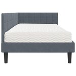 vidaXL Cadre de lit d'angle avec matelas 2 Pièces Gris Velours