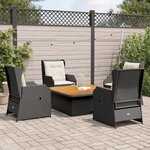 vidaXL Salon de jardin 5 Pièces avec coussins Noir Résine tressée