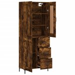 vidaXL Buffet haut Chêne fumé 69 5x34x180 cm Bois d'ingénierie