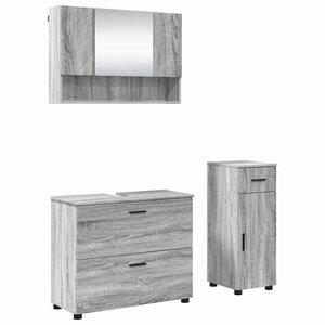 vidaXL Ensemble de mobilier de salle de bain 3 Pièces Gris Sonoma