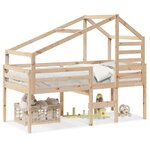 vidaXL Lit haut avec toit 90x200 cm bois de pin massif