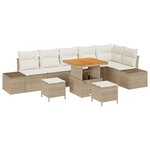 vidaXL Ensemble de canapé de jardin 9 Pièces Beige Poly rotin