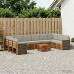 vidaXL Ensemble de canapés d'extérieur 8 pc Naturel et gris clair