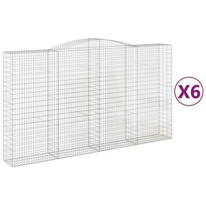 vidaXL Paniers à gabions arqués 6 Pièces 400x50x220/240 cm Fer galvanisé