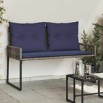 vidaXL Banc extérieur avec coussin 4 Pièces Gris et bleu marine polyrotin