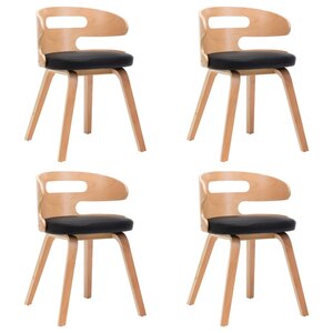 vidaXL Chaises à manger lot de 4 noir bois courbé et similicuir