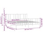vidaXL Cadre de lit métal sans matelas avec pied de lit noir 180x200cm