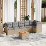 vidaXL Salon de jardin avec coussins 7Pièces mélange beige résine tressée