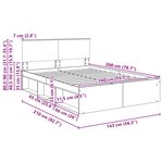 vidaXL Cadre de lit Chêne fumé 140 x 200 cm Bois d'ingénierie