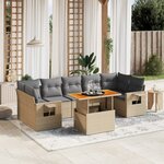 vidaXL Salon de jardin avec coussins 8 Pièces beige résine tressée
