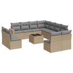 vidaXL Salon de jardin avec coussins 12 Pièces beige résine tressée