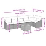 vidaXL Ensemble de sofa jardin 7 pièces avec coussins Noir Poly Rattan Acacia