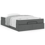 vidaXL Cadre de lit avec matelas Gris foncé 120 x 190 cm tissu