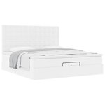 VidaXL Cadre de lit ottoman avec matelas blanc 200x200 cm similicuir