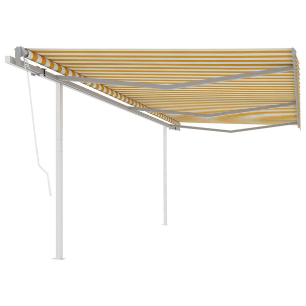 vidaXL Auvent automatique rétractable et poteaux 6x3 5m Jaune et blanc