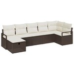 Ensemble de canapés de jardin en 7 pièces avec coussins en poly rattan marron