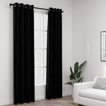 vidaXL Rideaux occultants Aspect lin avec œillets 2 Pièces Noir 140x225cm