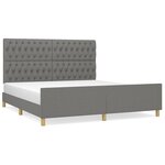 vidaXL Cadre de lit avec tête de lit Gris foncé 180 x 200 cm Tissu