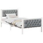 vidaXL Cadre de lit avec tête de lit Gris clair 90 x 200 cm Pin massif