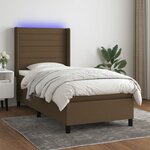 vidaXL Sommier à lattes de lit matelas LED Marron foncé 90x190cm Tissu
