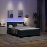 vidaXL Lit à ressort LED avec matelas Vert foncé 160 x 200 cm Velours