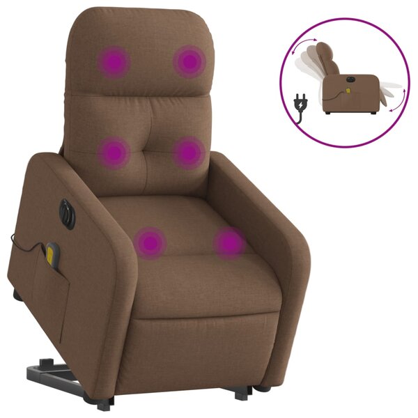 vidaXL Fauteuil inclinable de massage électrique Marron Tissu