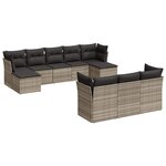 vidaXL Salon de jardin avec coussins 10 Pièces gris clair résine tressée