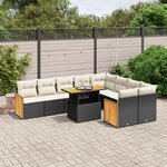 vidaXL Salon de jardin 10 Pièces avec coussins noir résine tressée