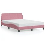 vidaXL Cadre de lit et tête de lit sans matelas rose 140x200cm velours