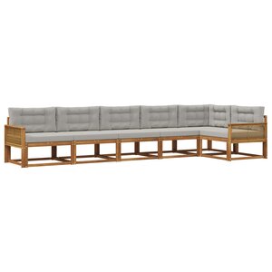 vidaXL Ensemble de canapés d'extérieur 6 Pièces Naturel et Gris clair