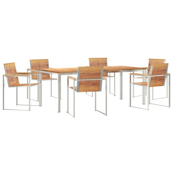 Ensemble de salle à manger de jardin 7 pièces en teck massif