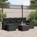 vidaXL Salon de jardin 7 Pièces avec coussins noir résine tressée