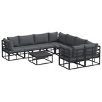 vidaXL Ensemble de canapé de jardin avec coussin 9 Pièces Noir Aluminium