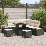 vidaXL Ensemble de canapé de jardin avec coussin 8 Pièces Noir Poly rotin
