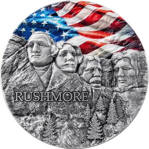 Monnaie RUSHMORE Rock Cut Monuments Colored 2 Oz Argent 10 Cedis Ghana 2024