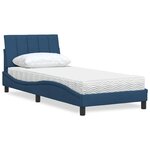vidaXL Lit avec matelas bleu 80x200 cm tissu