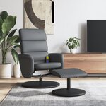 vidaXL Fauteuil inclinable de massage avec repose-pied gris similicuir