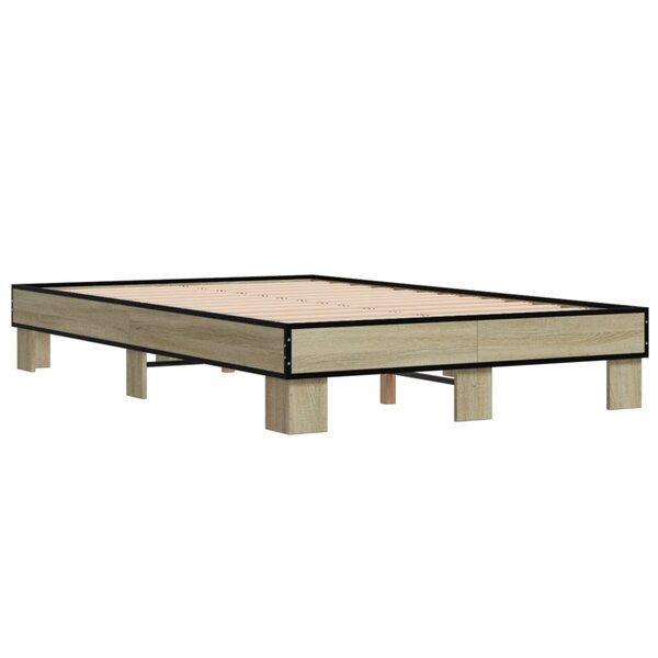 vidaXL Cadre de lit chêne sonoma 120x190 cm bois d'ingénierie et métal