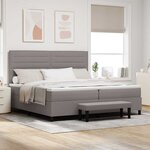 vidaXL Lit à ressorts avec matelas Taupe 200 x 200 cm tissu