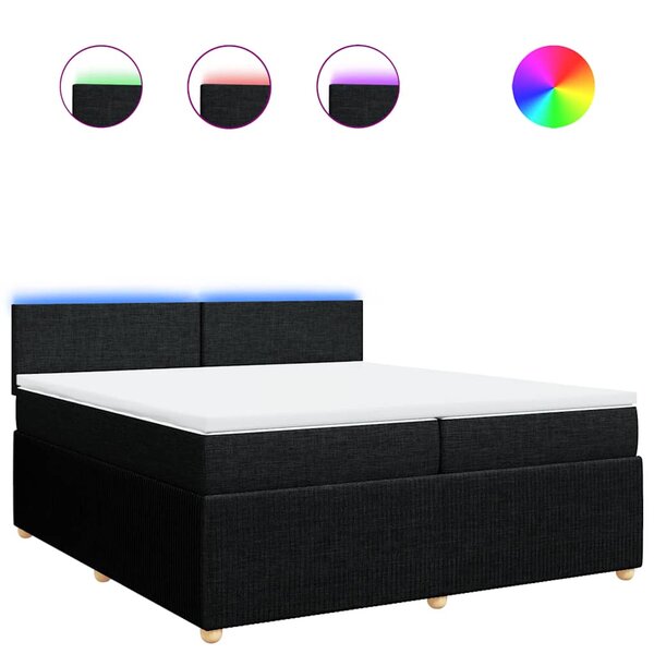 vidaXL Sommier à lattes de lit avec matelas Noir 200x200 cm Tissu