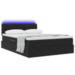 vidaXL Lit de rangement LED avec matelas Noir 140 x 200 cm Velours