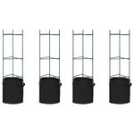 vidaXL Cages à tomates avec sacs à plantes 4 Pièces 116 cm acier et PP