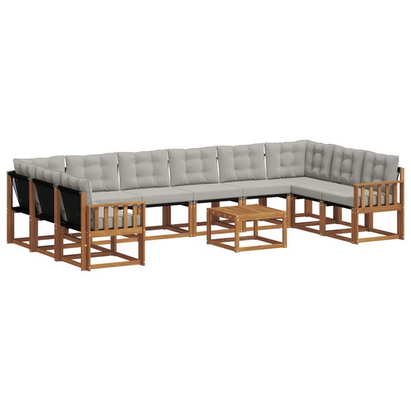 vidaXL Ensemble de canapés d'extérieur 11 pc Gris Naturel et Clair