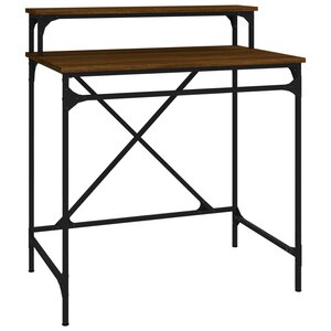 vidaXL Bureau chêne marron 80x50x90 cm bois d'ingénierie et fer